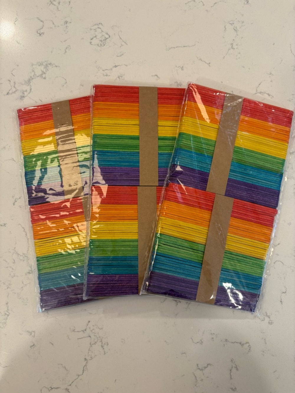 Rainbow Popsicle Sticks Craft Sticks 300 Count 4.5” Wood New